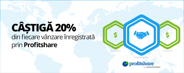 Castiga 20% din fiecare vanzare inregistrata prin Profitshare