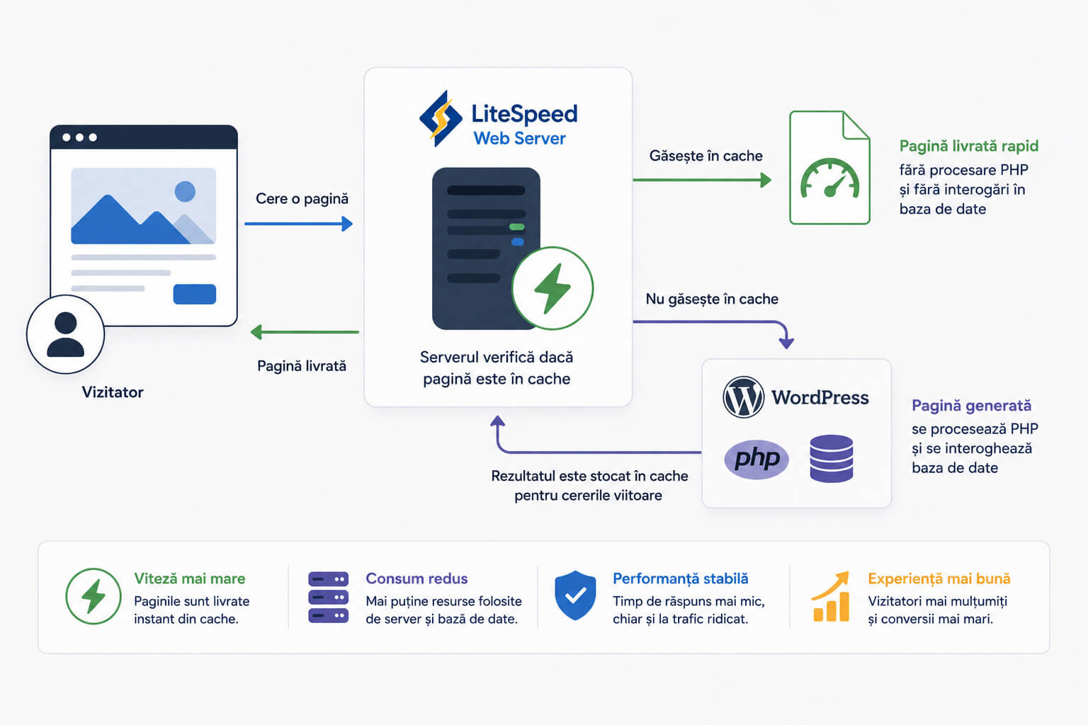Functionarea LiteSpeed Cache pentru WordPress si cache la nivel de server