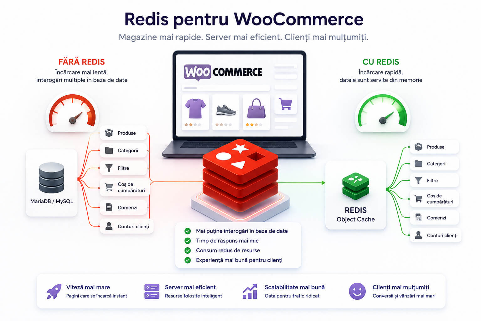 Cum accelereaza Redis Object Cache magazinele WooCommerce