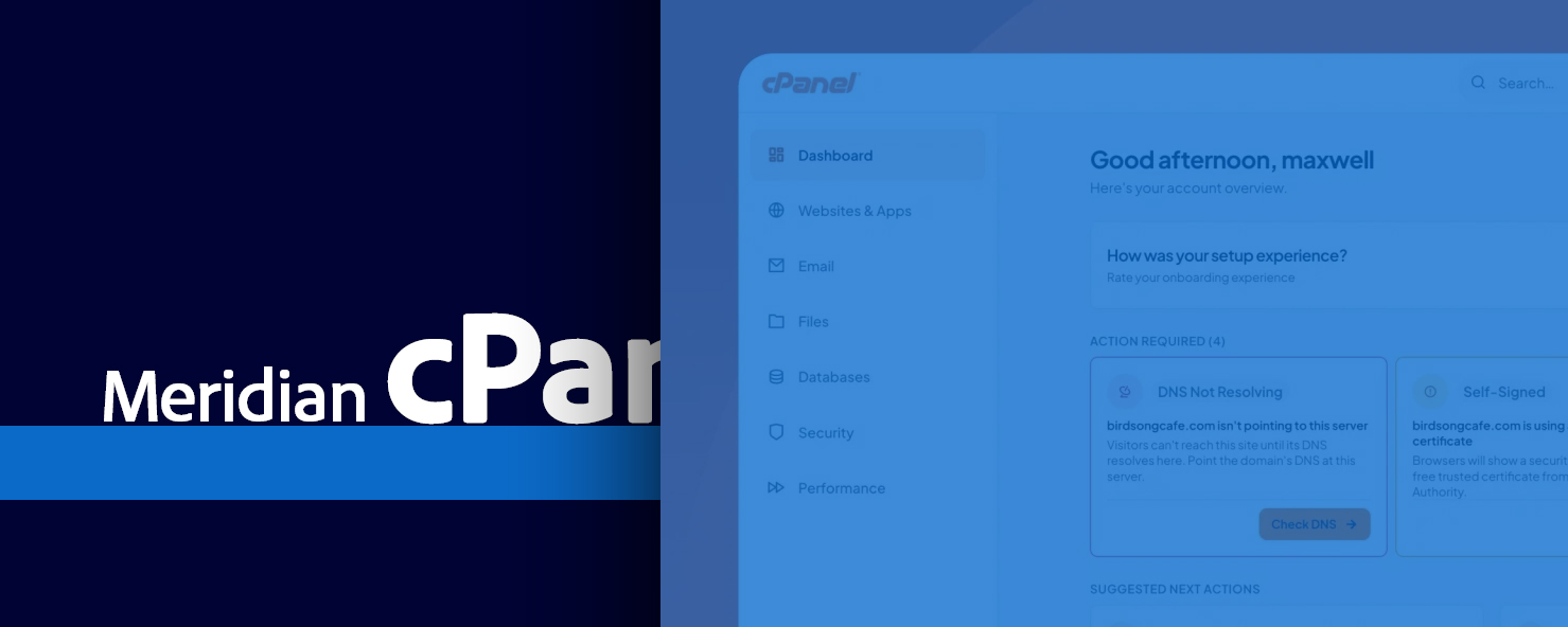 Noua interfață cPanel Meridian cu funcții AI