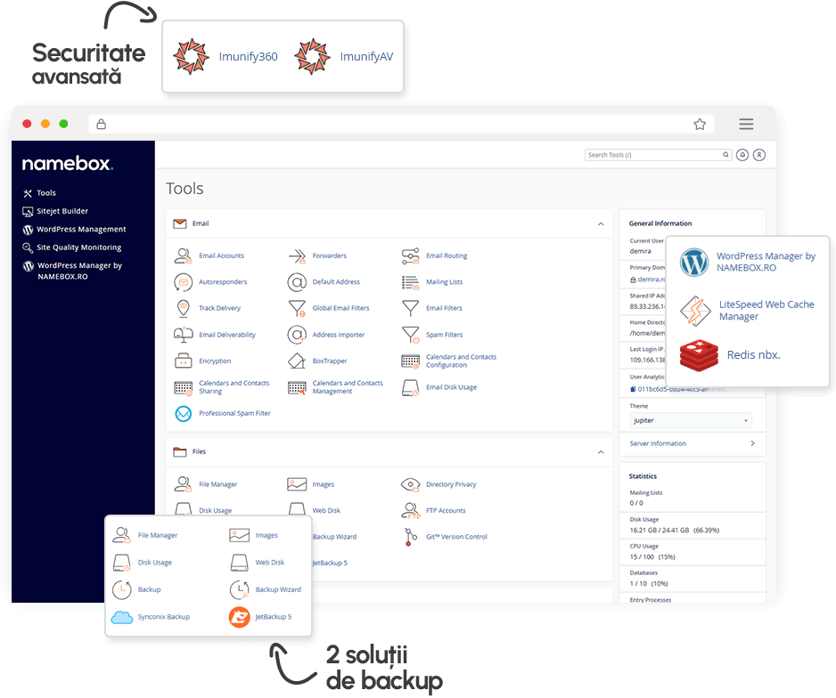 Gazduire web cPanel in Romania cu stocare NVMe