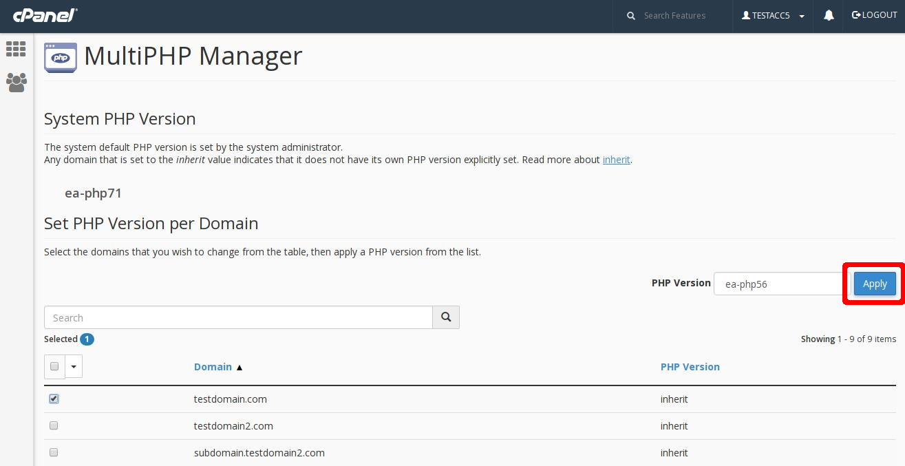 cPanel MultiPHP Manager03