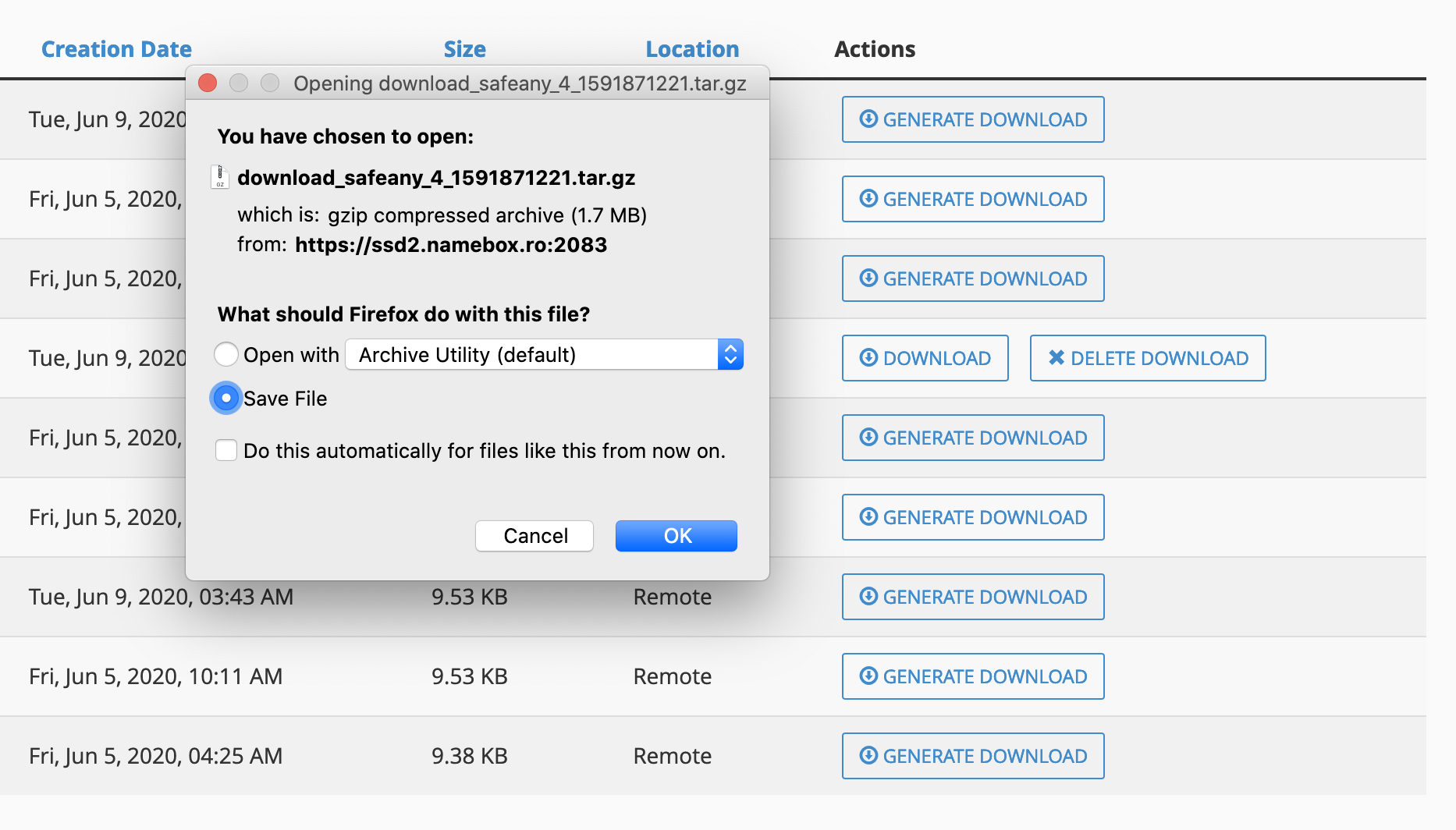 Restore baza de date din cPanel utilizand JetBackup 3 Screenshot 2020 06 11 at 13.28.32