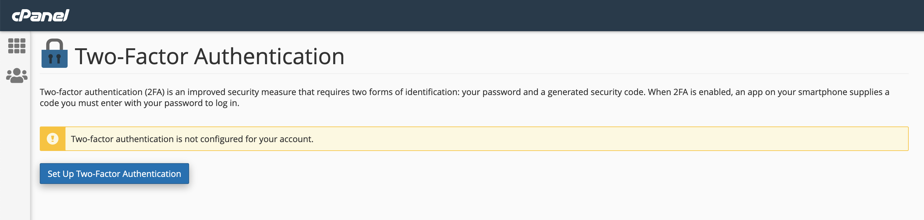Activare Two-Factor Authentication in cPanel 2 Set Up Two-Factor Authentication