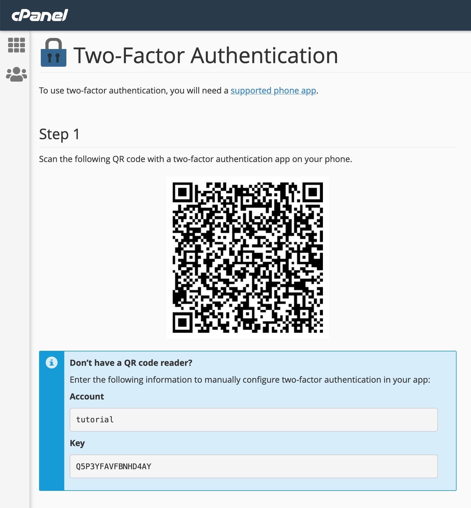 Activare Two-Factor Authentication in cPanel 3 autentificare cu doi factori