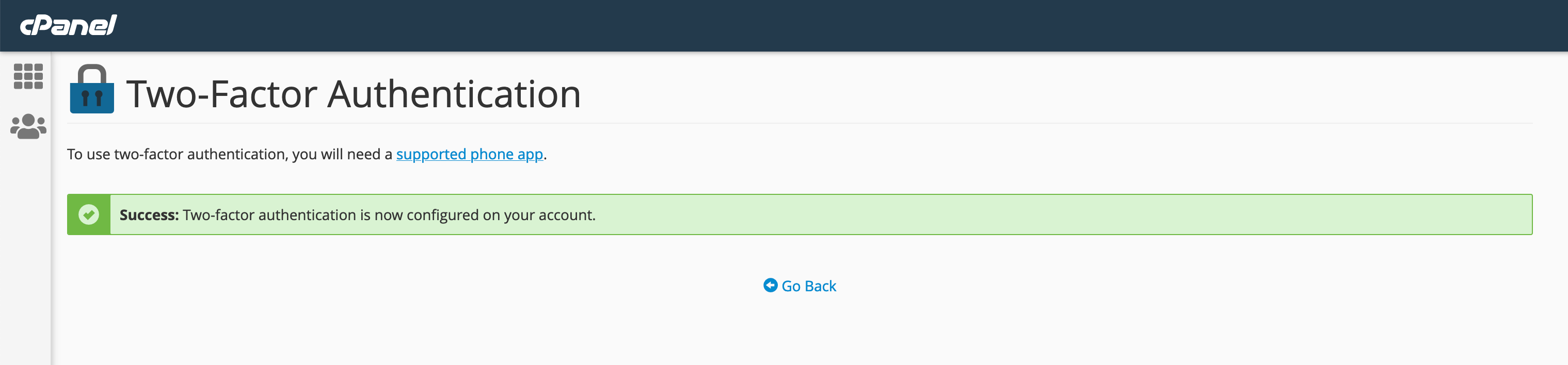 Activare Two-Factor Authentication in cPanel 5 Two Factor Authentication