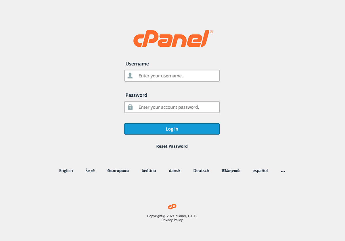 Autentificare in cPanel