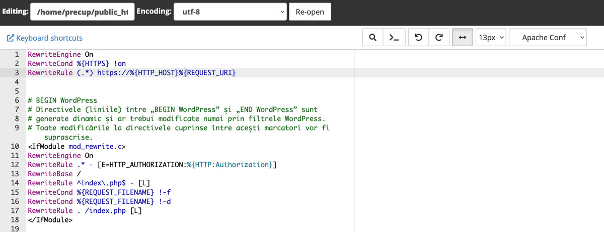 redirect de la http la https in htaccess