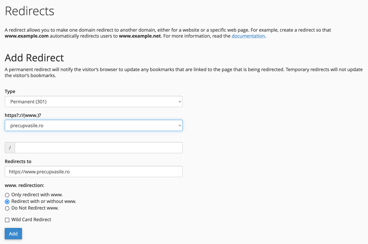 Redirect de la http la https din .htaccess sau cPanel 3 permanent 301 redirect catre https