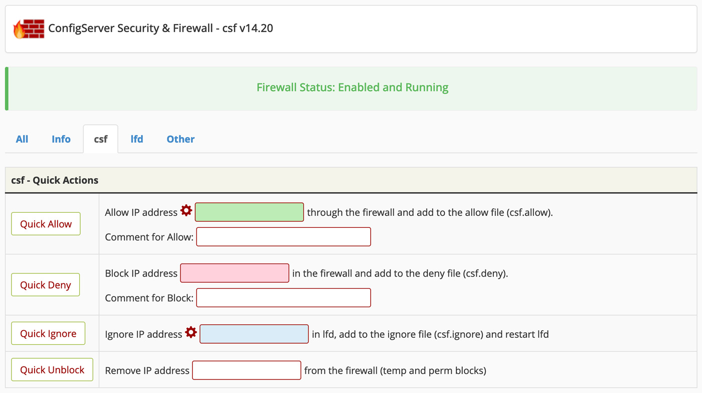 ConfigServer Security & Firewall (CSF)