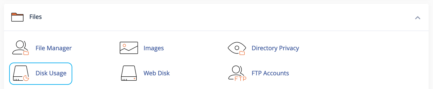 disk usage in cpanel