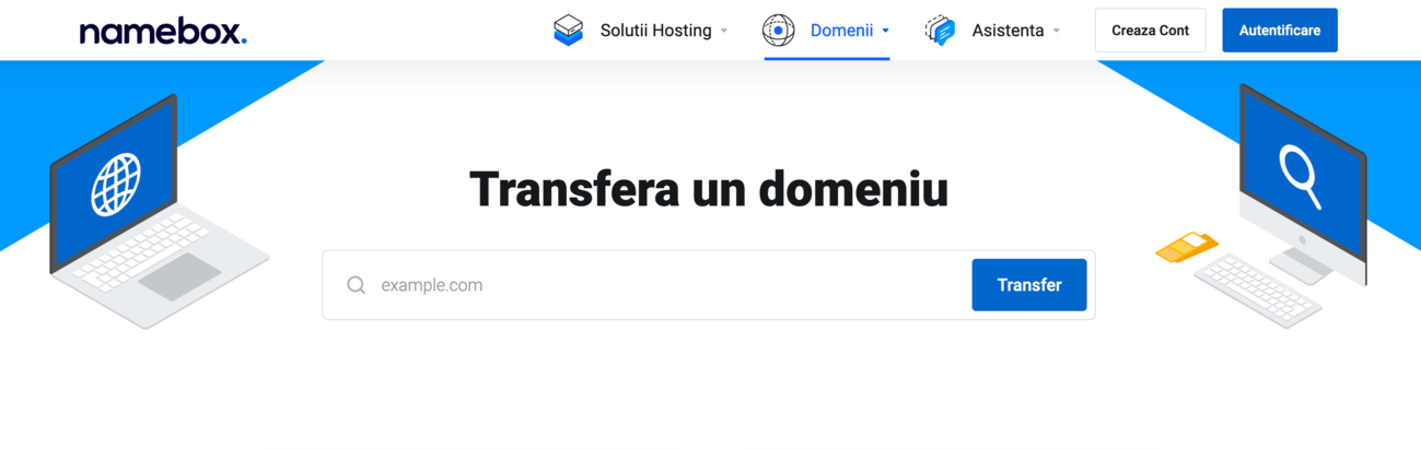 Transfer domeniu .com la NameBox