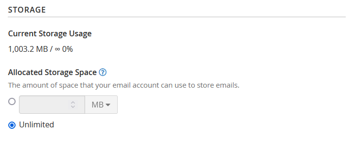 Setare spațiu email