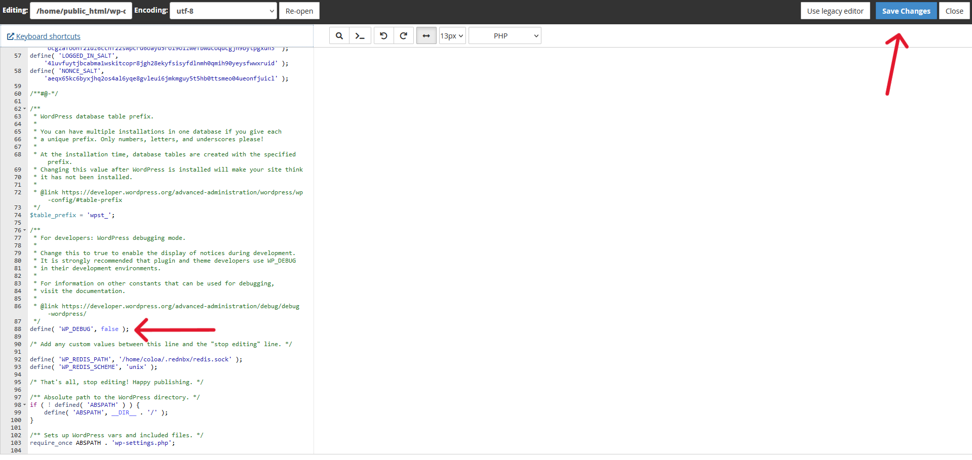 modificare linie de cod debug pentru rezolvare eroare critică WordPress