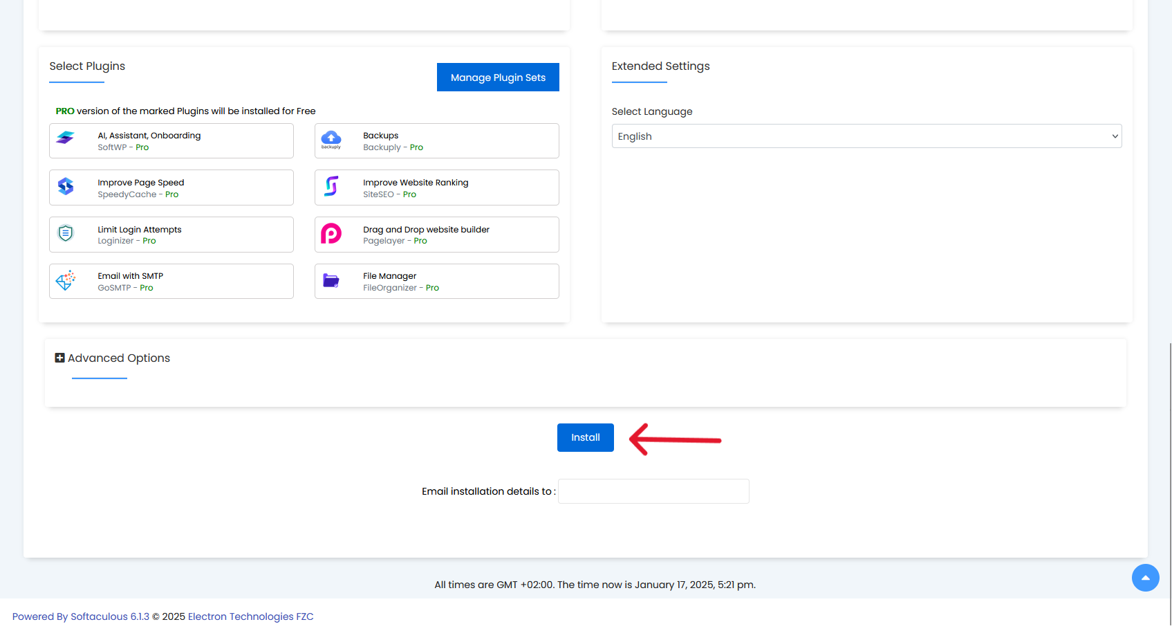 Butonul de instalare