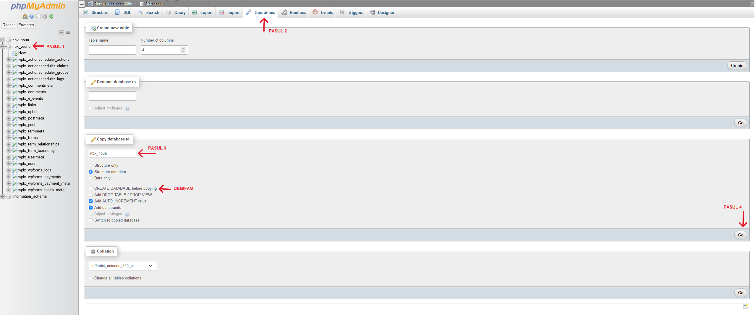 copiere bază de date cPanel