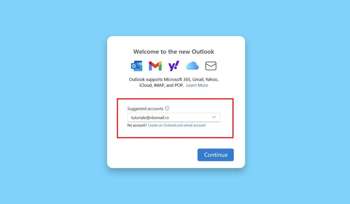 configurare email in Outlook