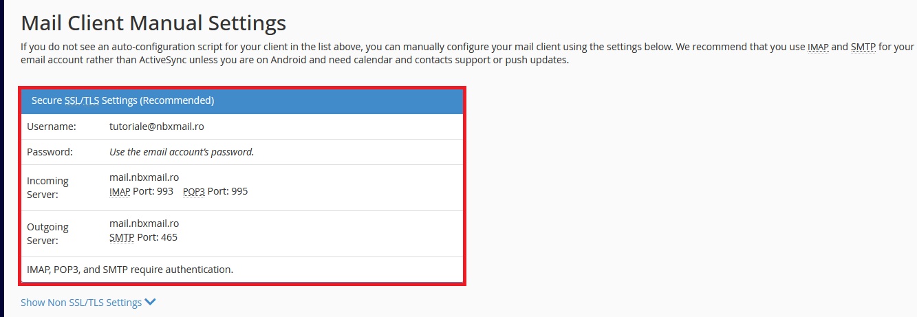 configurare email in Outlook
