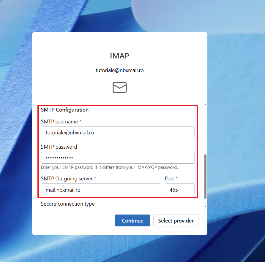 configurare email in Outlook