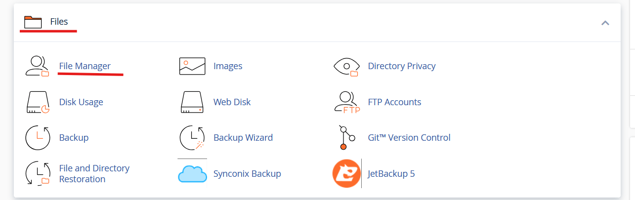 File Manager în cPanel